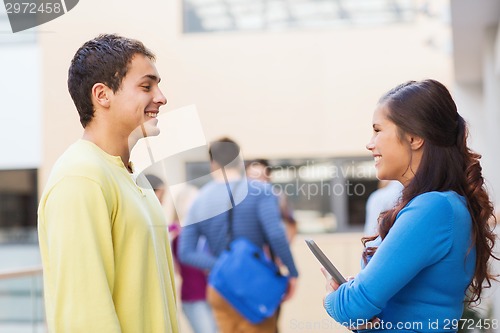 Image of group of smiling students tablet pc computer