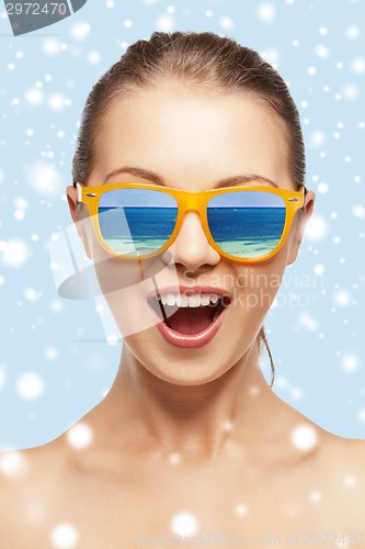 Image of happy screaming teenage girl in shades