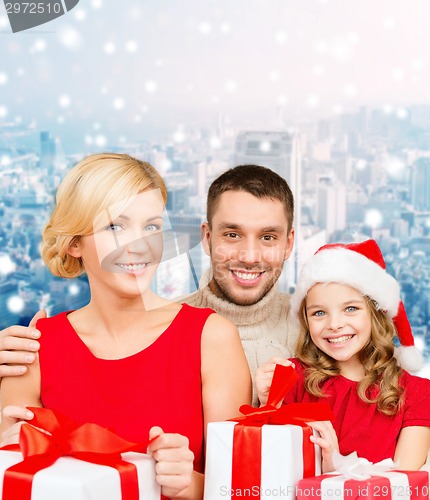 Image of happy family with gift boxes