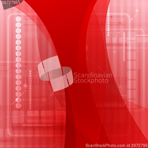 Image of Abstract red wavy tech background