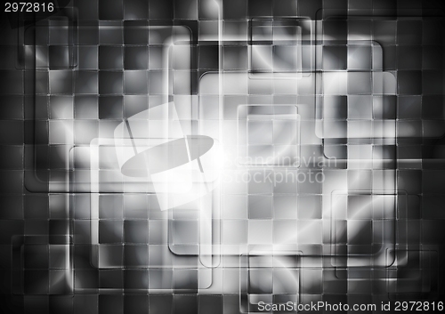 Image of Transparent glass dark squares. Abstract tech geometry design