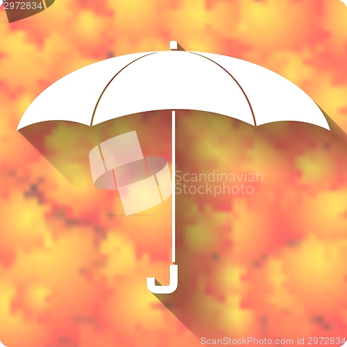 Image of Umbrella icon on autumn background
