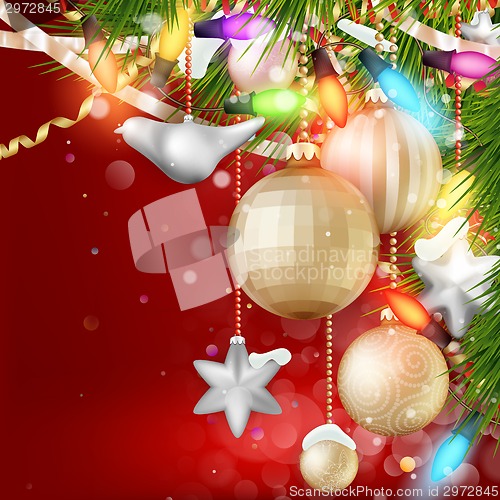Image of Christmas background with baubles. EPS 10