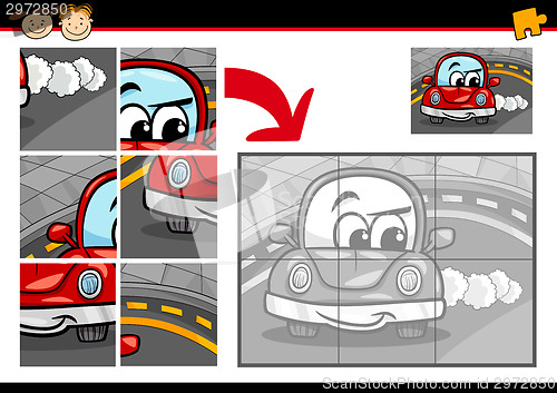 Image of cartoon car jigsaw puzzle game