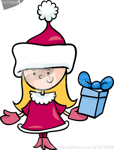 Image of santa claus girl cartoon illustration