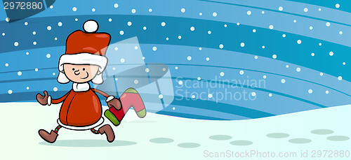Image of boy santa with sock greeting card