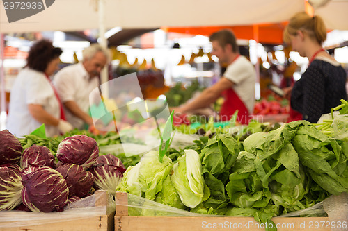 Image of Vegetable market stall.
