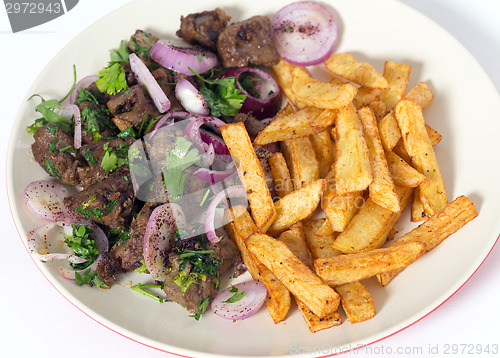 Image of Albanian liver and fries