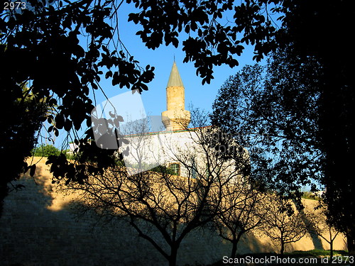 Image of Mosque through the trees. Nicosia. Cyprus