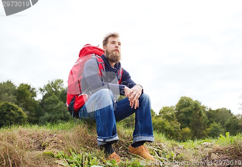 Image of man with backpack hiking