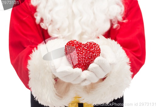 Image of close up of santa claus with heart shape