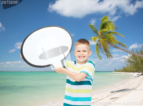 Image of smiling little boy with blank text bubble