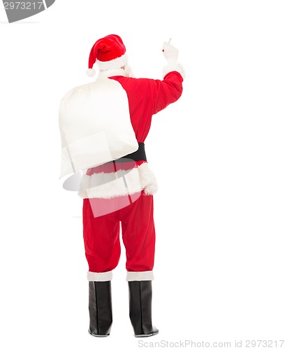 Image of man in costume of santa claus with bag