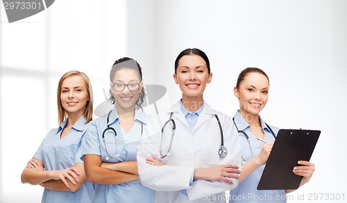 Image of team or group of female doctors and nurses