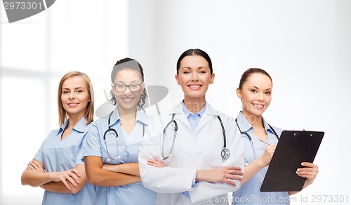 Image of team or group of female doctors and nurses