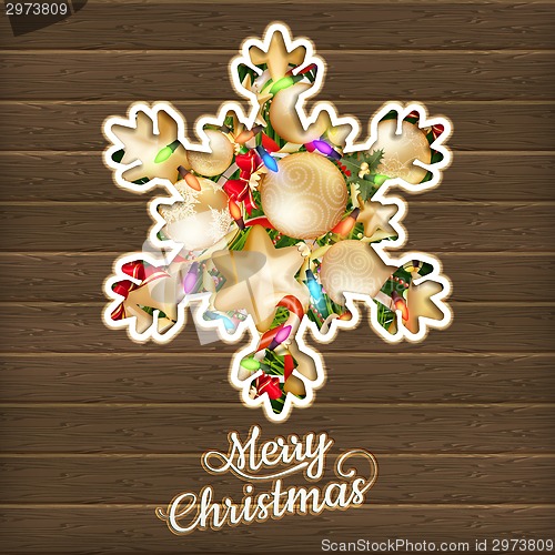 Image of Christmas card with baubles. EPS 10