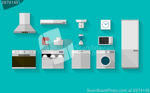Image of Flat vector icons for kitchen appliances