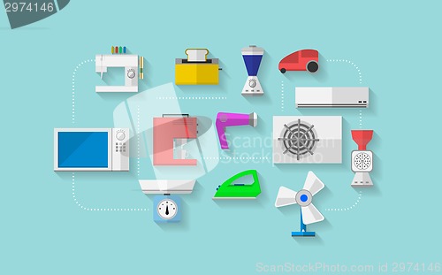 Image of Flat vector icons for household appliances