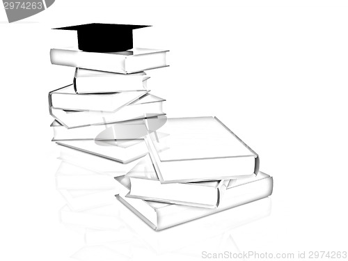 Image of Graduation hat with books