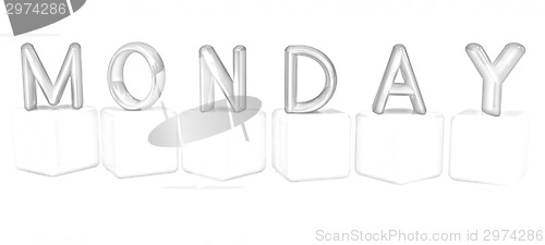 Image of Colorful 3d letters "Monday" on white cubes