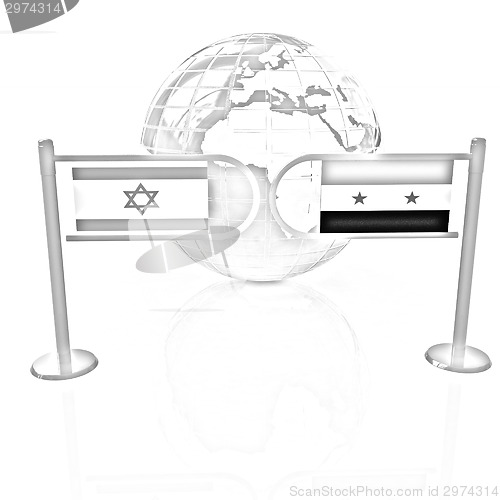 Image of Three-dimensional image of the turnstile and flags of Israel and