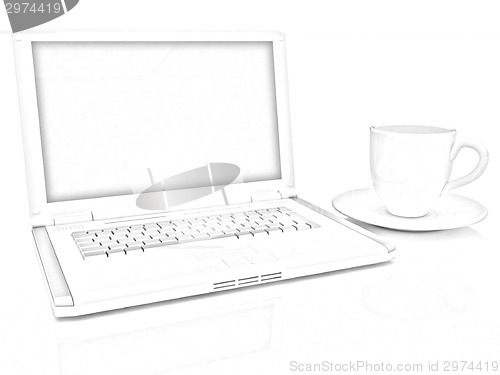 Image of 3d cup and a laptop