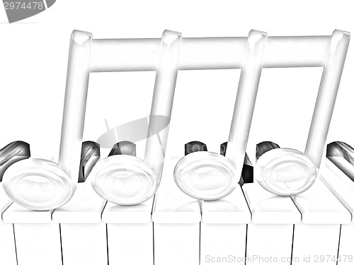 Image of 3d note on a piano