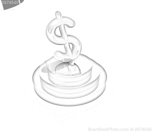 Image of Dollar sign on podium. 3D icon on white