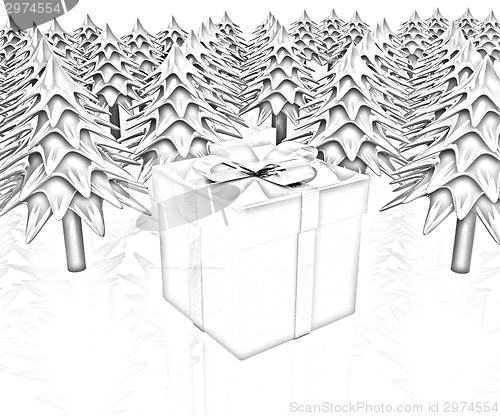 Image of Christmas trees and gift