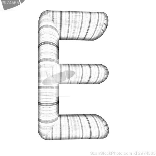 Image of Wooden Alphabet. Letter "E" on a white