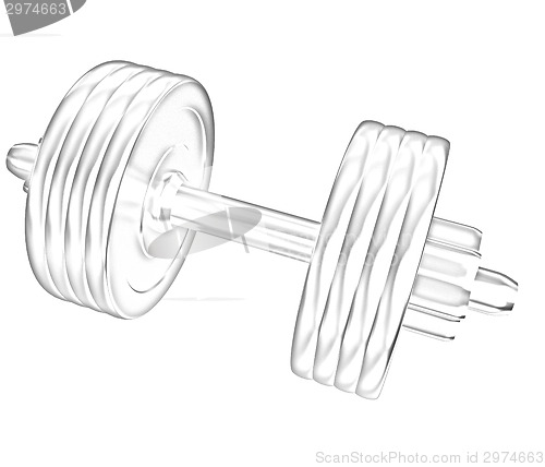 Image of Gold dumbbells isolated on a white background
