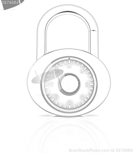 Image of Illustration of security concept with chrome locked combination 