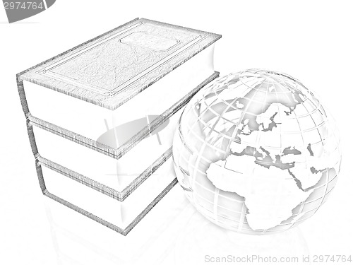 Image of leather books and Earth