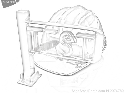 Image of Yellow hard hat and turnstile. Technology control concept