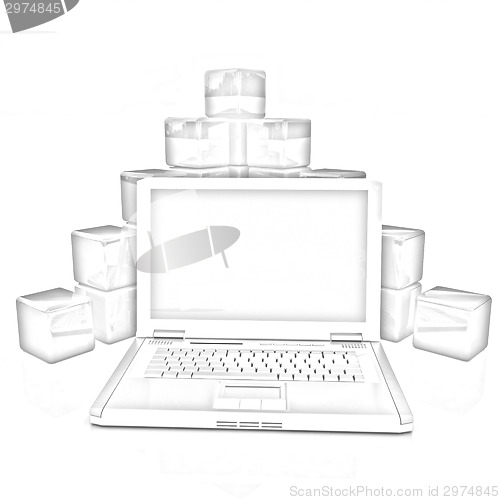 Image of Cubic diagram structure and laptop