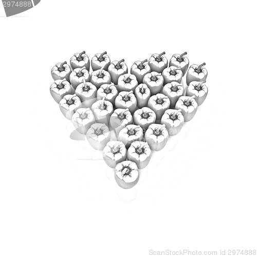 Image of Bulgarian Pepper Heart Shape, On White Background