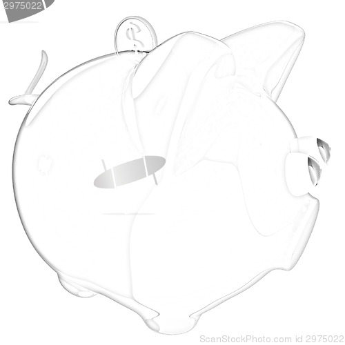 Image of Piggy bank with gold coin on white