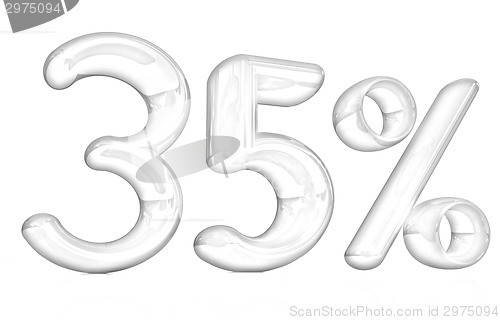 Image of 3d red "35" - thirty five percent