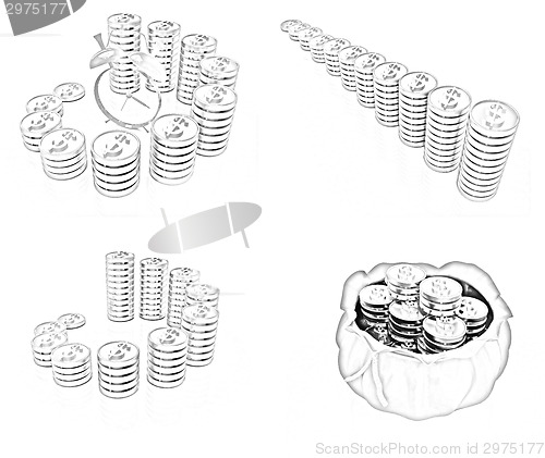 Image of Set of "time is noney" concept 