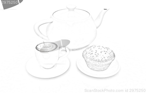 Image of Appetizing pie and cup of coffee