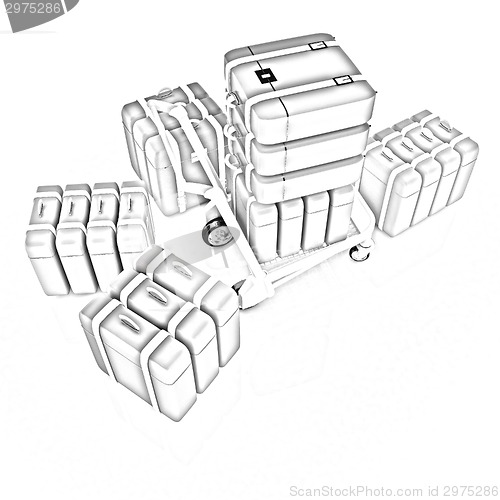 Image of Trolley for luggage at the airport and luggage