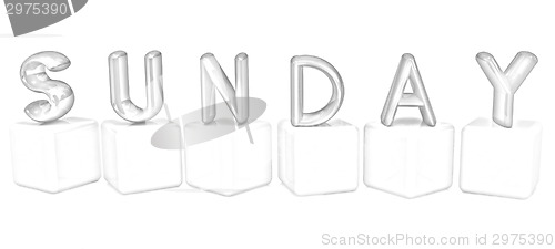 Image of Colorful 3d letters "Sunday" on white cubes