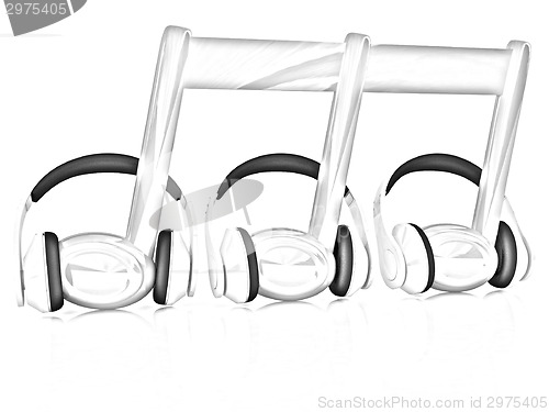 Image of headphones and 3d note