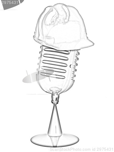 Image of New 3d concept of technology education with microphone and hard 