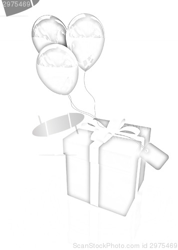 Image of Gift box with balloon for summer 