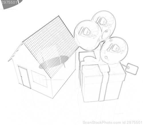 Image of House with gift and ballons 