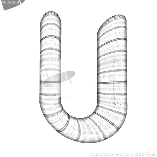 Image of Wooden Alphabet. Letter "U" on a white