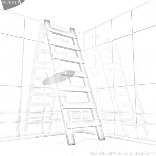 Image of White reflective wall and stairs 