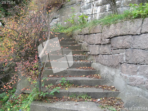 Image of Old stone stair in autumn, Oslo