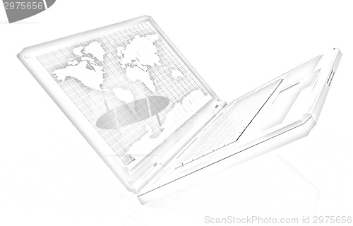 Image of Laptop with world map on screen